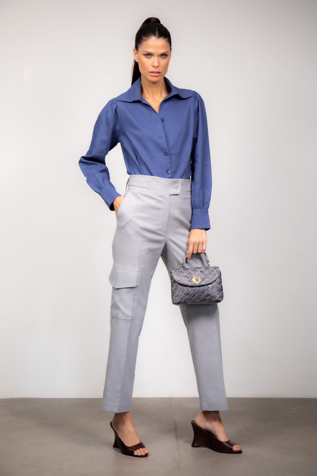 Camisa Linho Azul Escuro Zoe