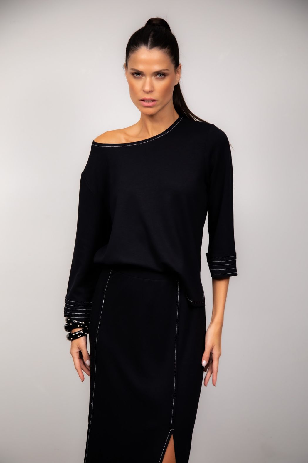 Conjunto de Saia Malha Preto Beatrice