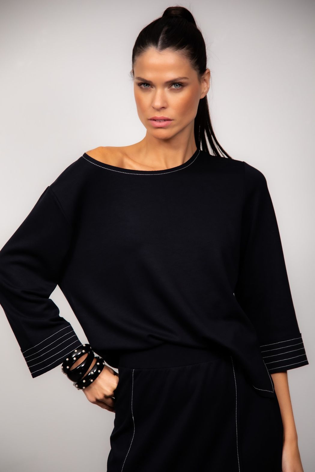Conjunto de Saia Malha Preto Beatrice