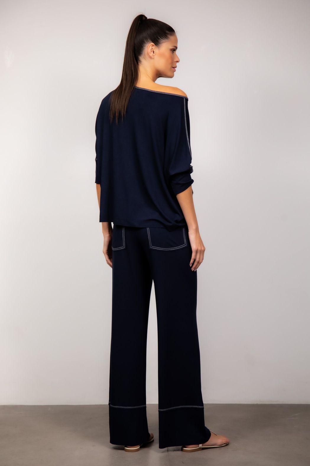 Conjunto Pantalona em Malha Marinho Ana Clara