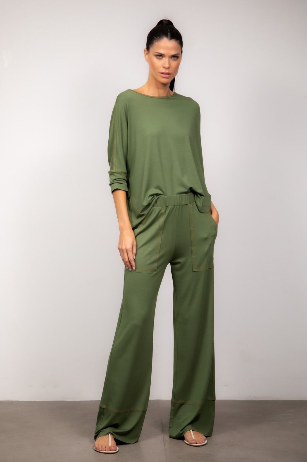 Conjunto Pantalona em Malha Verde Ana Clara