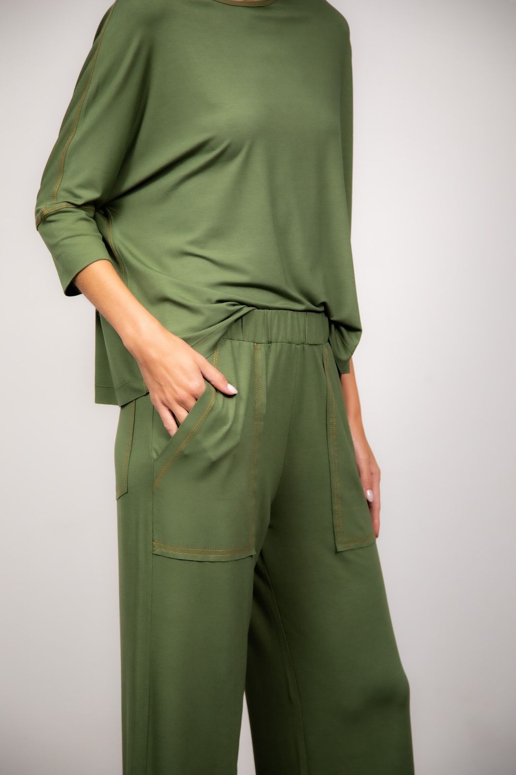 Conjunto Pantalona em Malha Verde Ana Clara