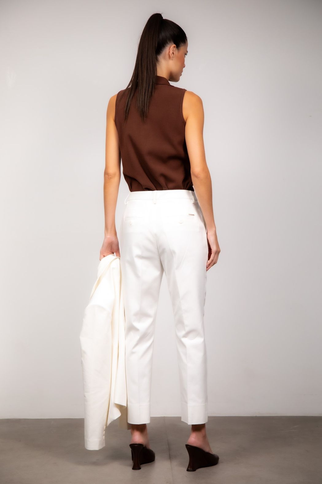 Calça Alfaiataria Algodão Off White Vivian