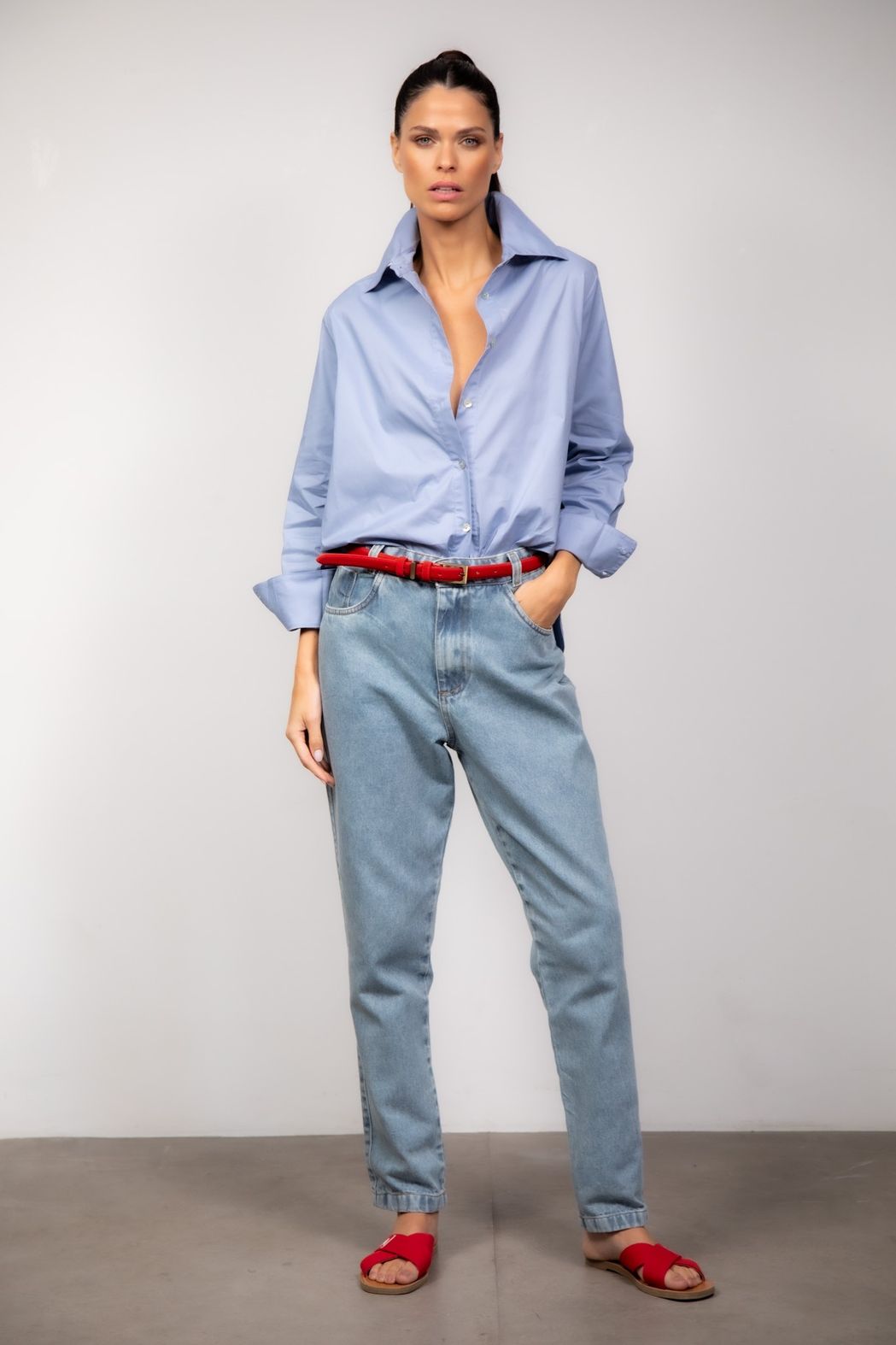 Camisa Tricoline Azul Maite