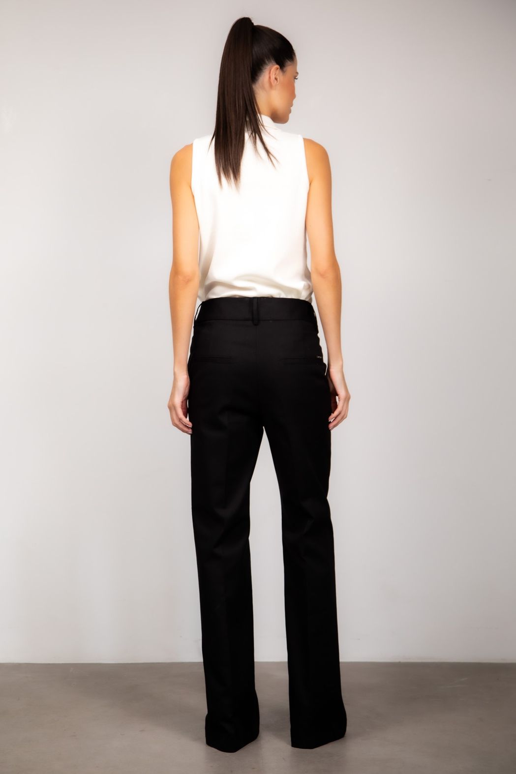 Calça Pantalona  Algodão Preto Vivian