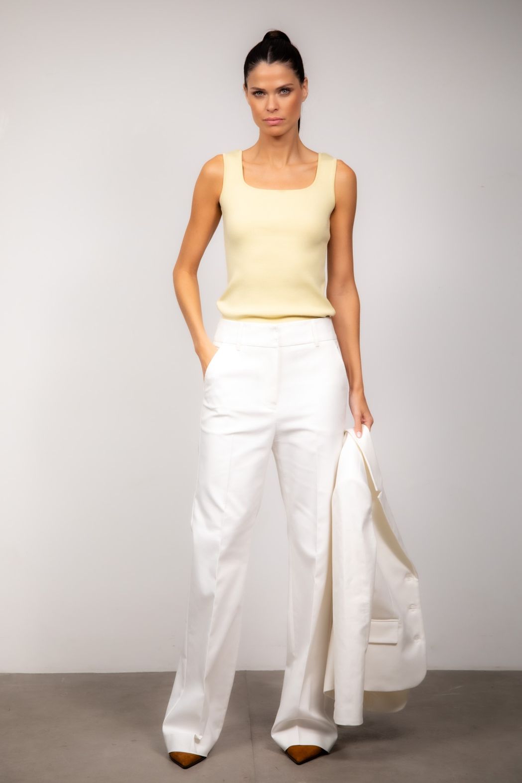 Calça Pantalona Algodão Off White Vivian