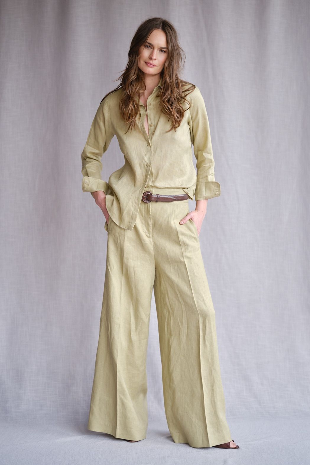 Calça Pantalona  Linho Cana Valentina CB