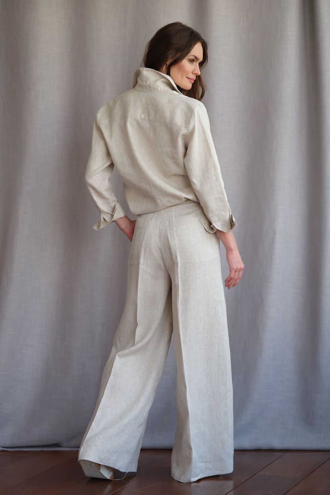 Calça Pantalona Linho Natural Valentina CB
