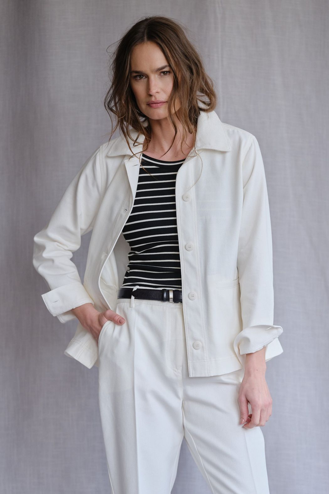 Jaqueta Caban Sarja Off White Vitoria CB