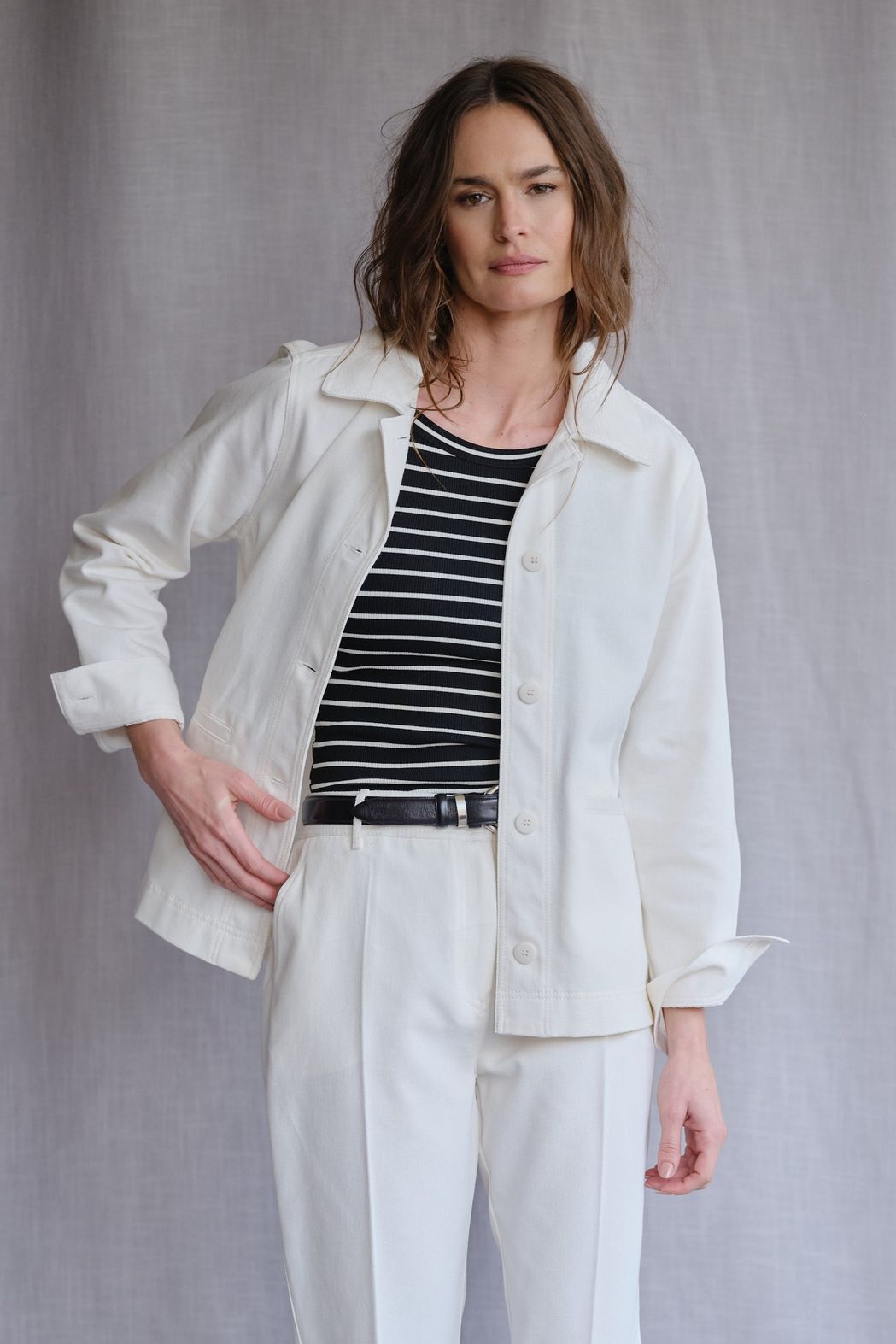 Jaqueta Caban Sarja Off White Vitoria CB