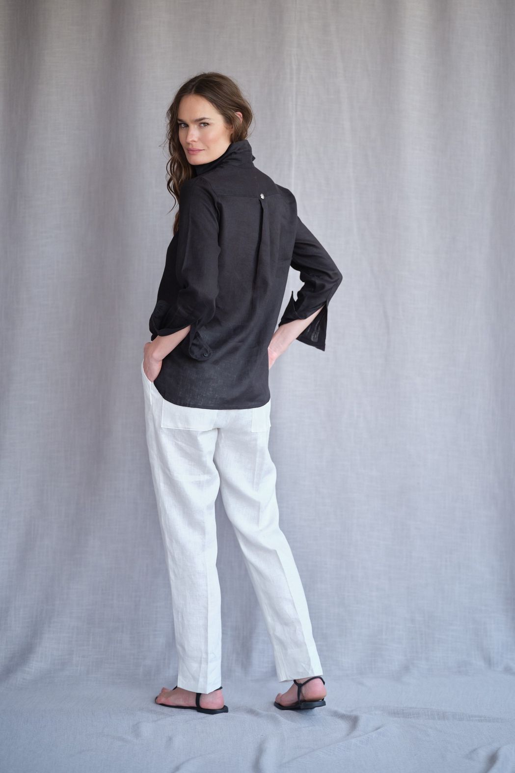 Camisa Linho Preto Valentina CB