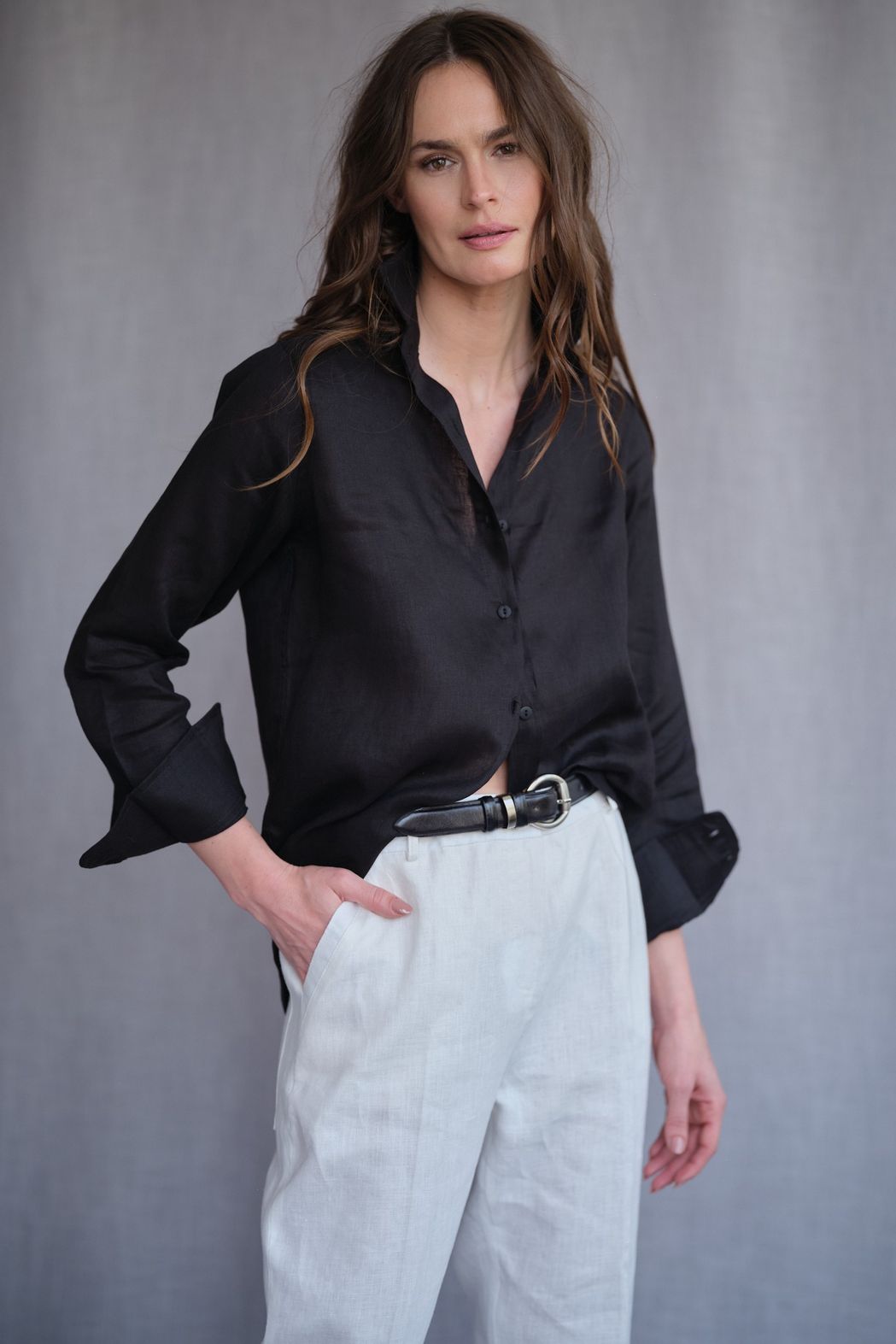 Camisa Linho Preto Valentina CB