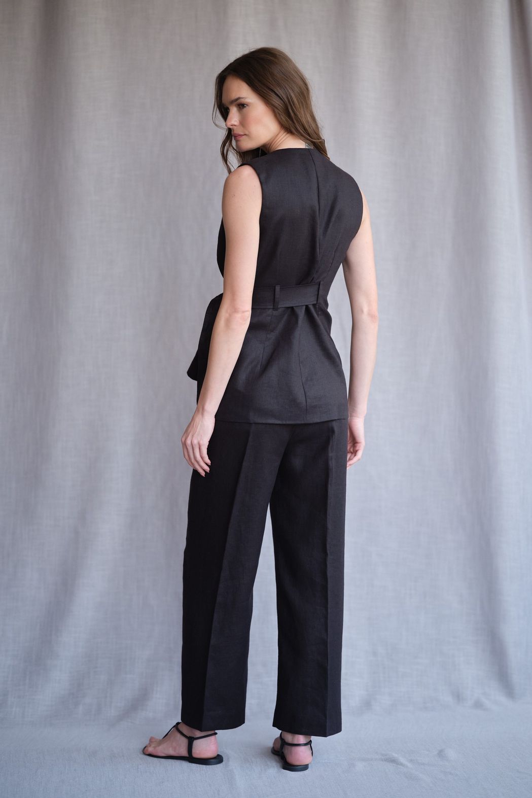 Calça Ampla Linho Preto Valerie CB