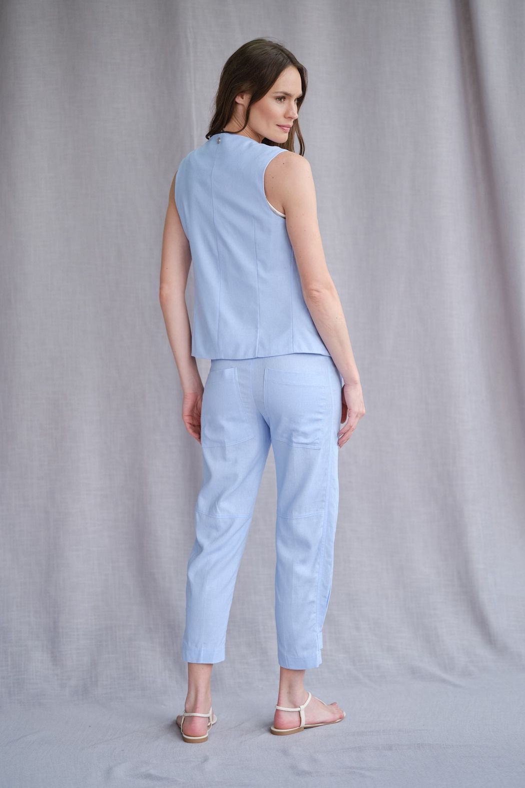 Calça em Viscolinho Azul Viviane