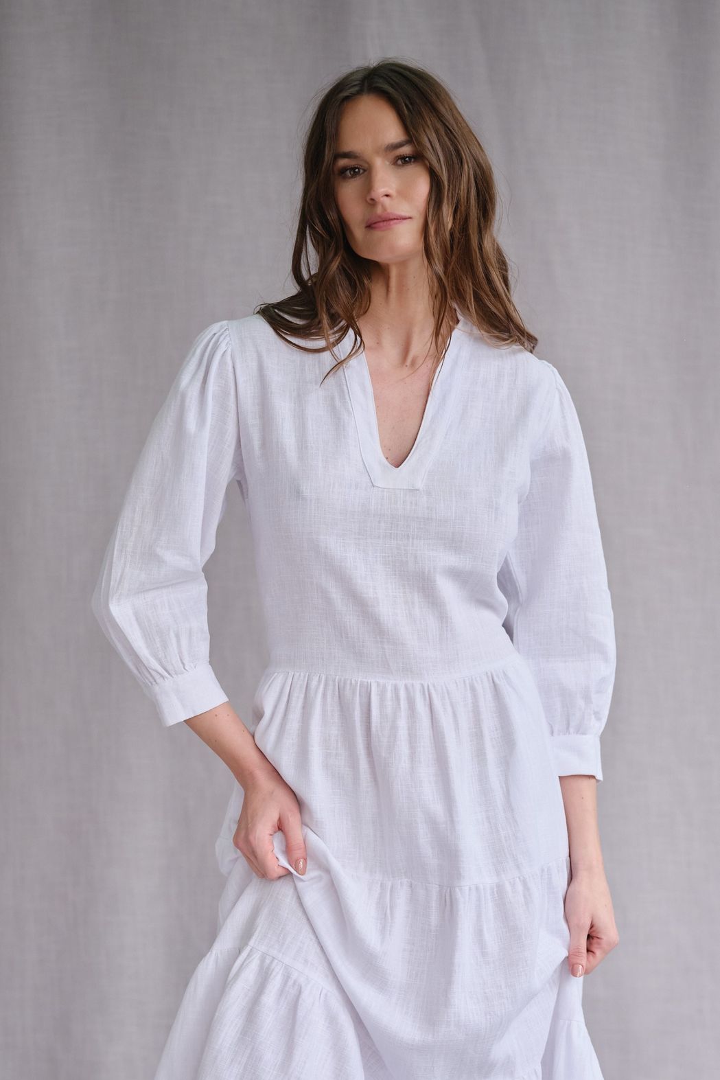 Vestido em Rami Branco Viola