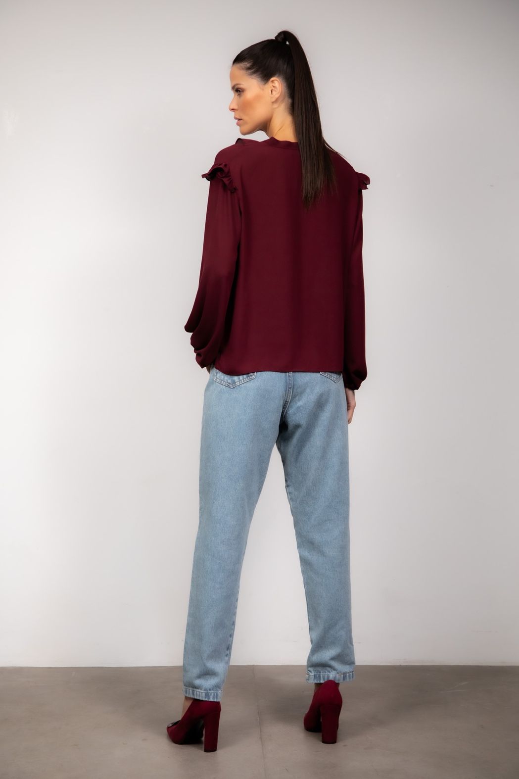 Blusa Crepe Vinho Angel