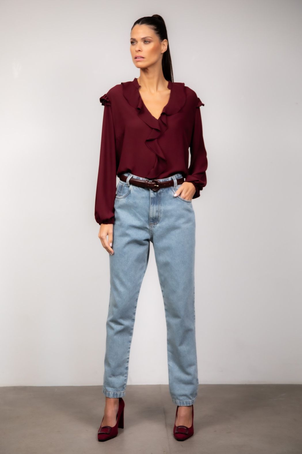 Blusa Crepe Vinho Angel