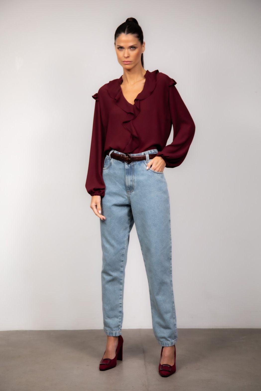 Blusa Crepe Vinho Angel