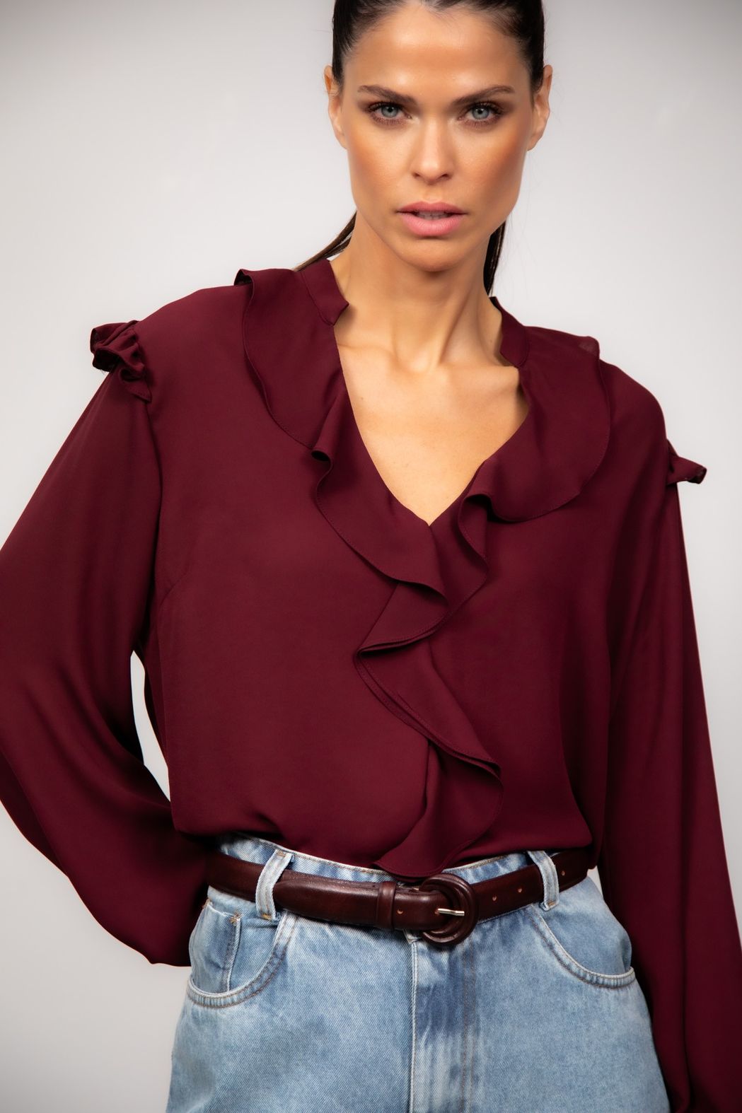 Blusa Crepe Vinho Angel