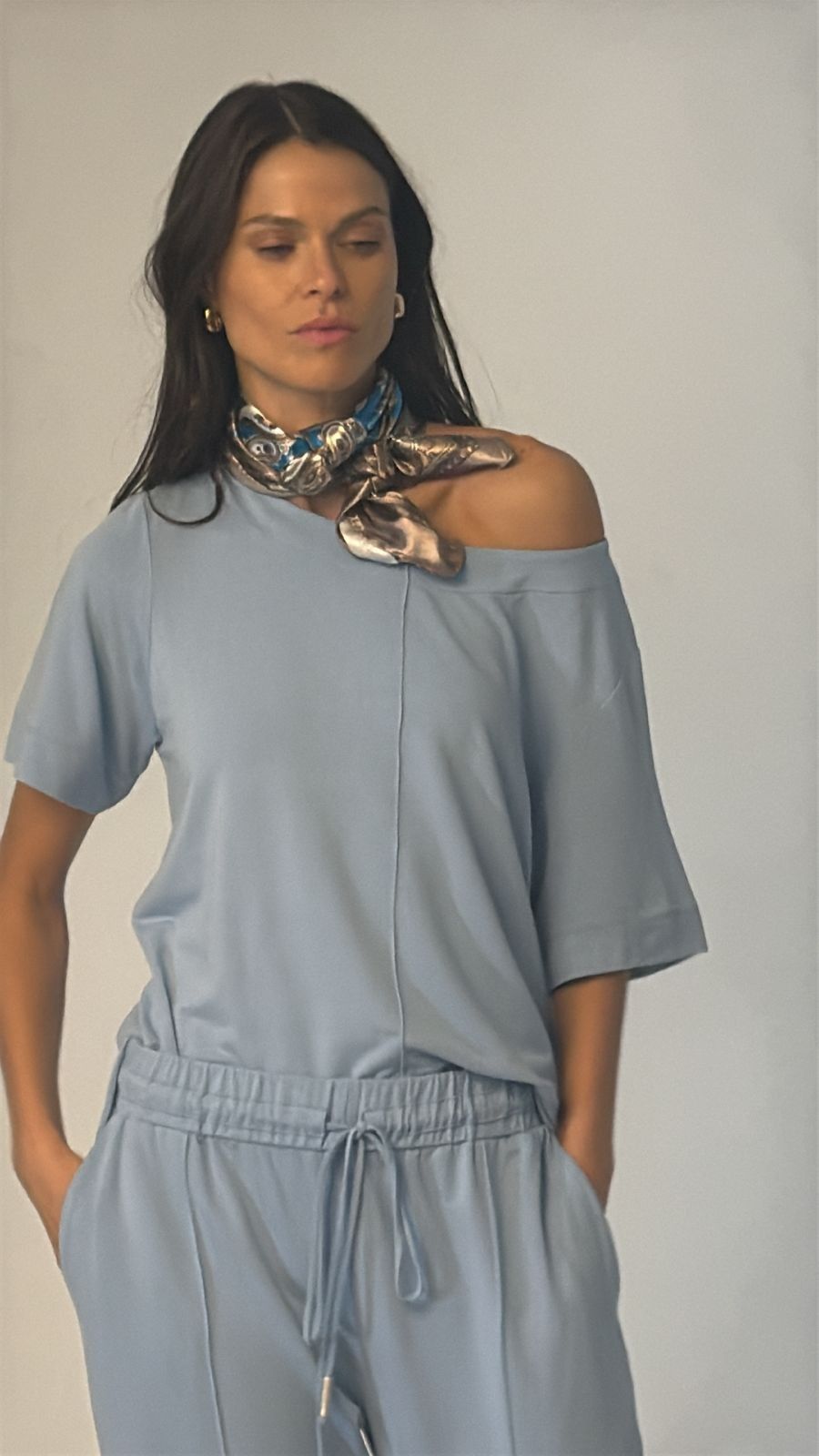 Lenço Estampado Turquesa Livia