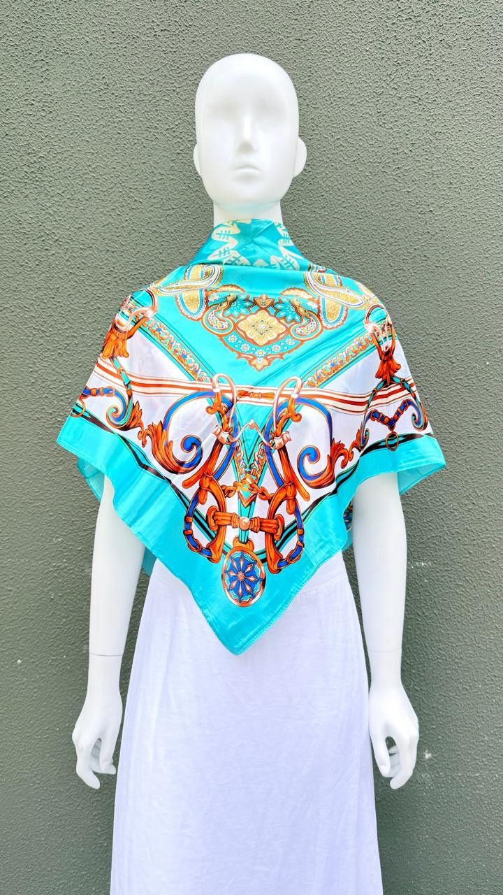 Lenço Estampado Turquesa Vivien