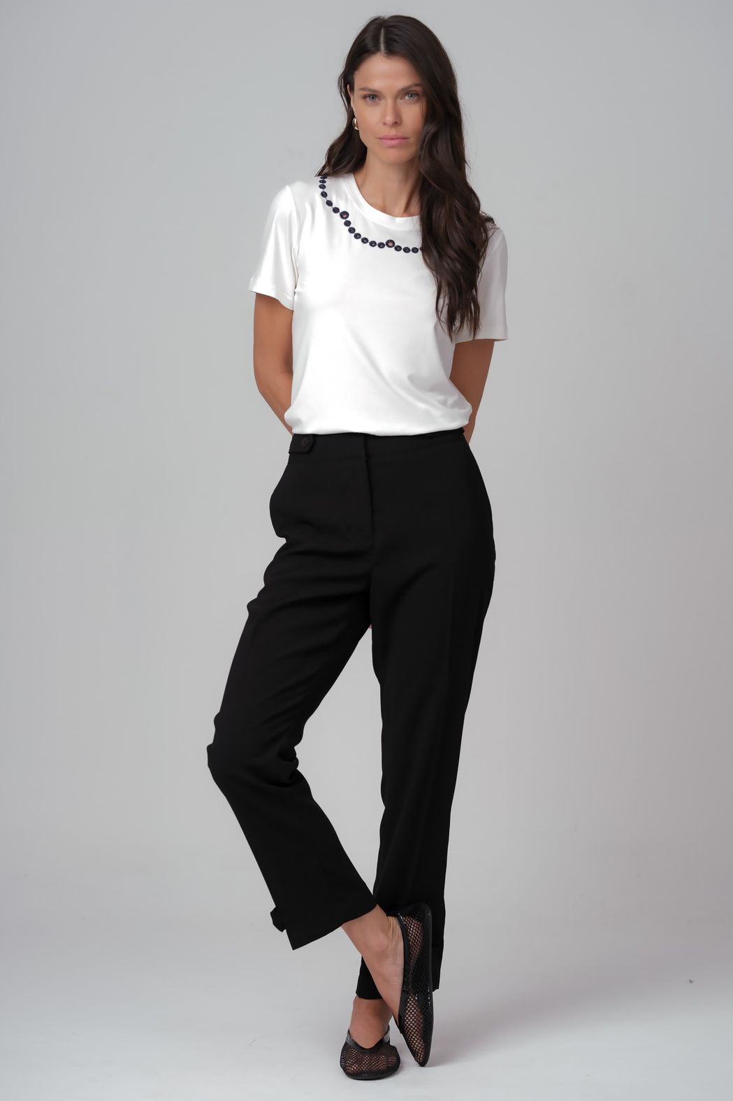 Blusa com Bordado Off White Elaine
