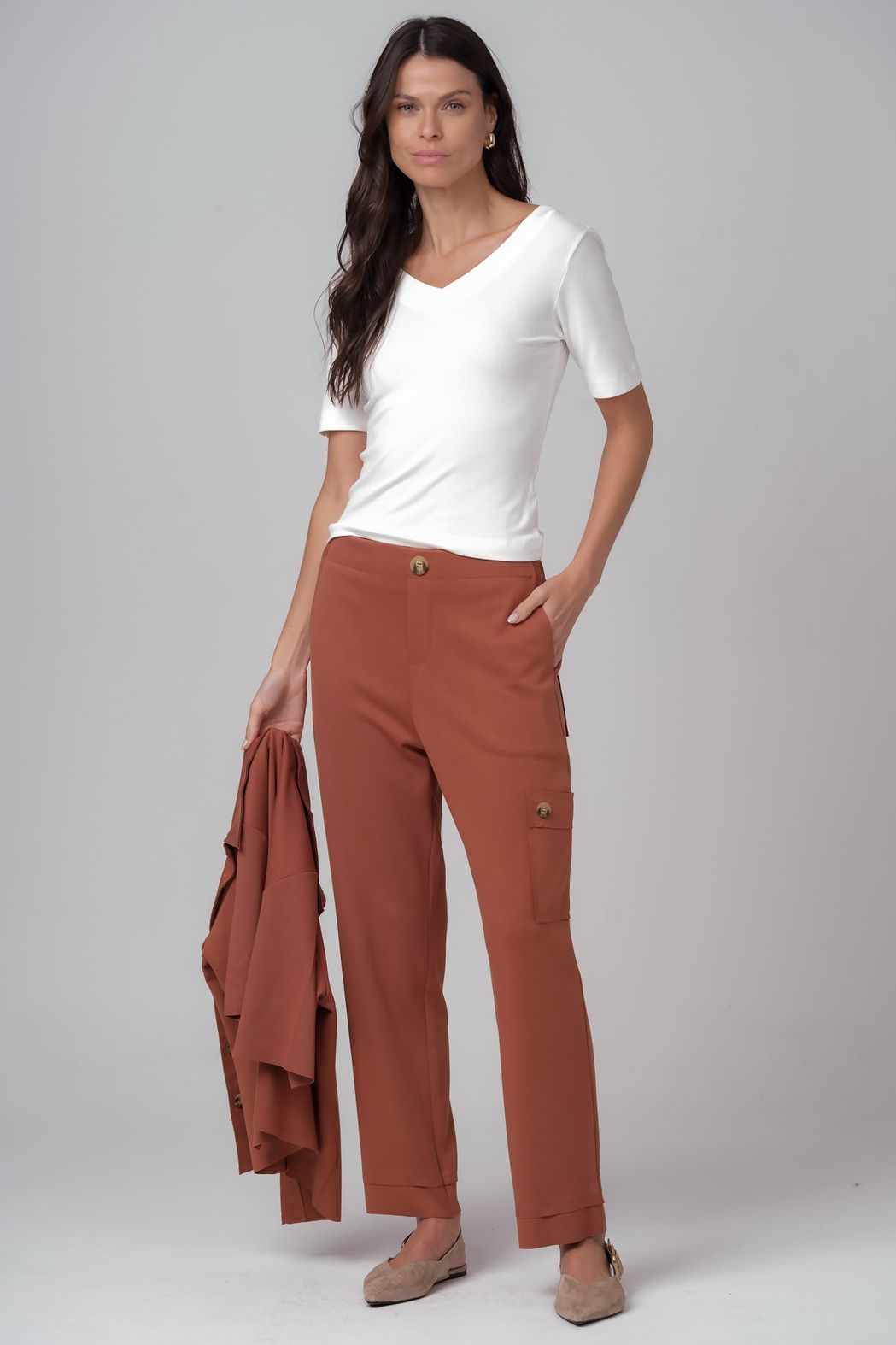 Blusa Decote V Branco Brisa