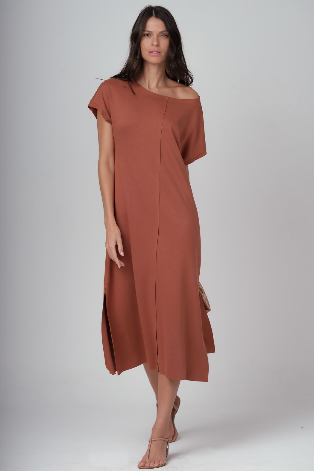 Vestido Malha Marrom Camila