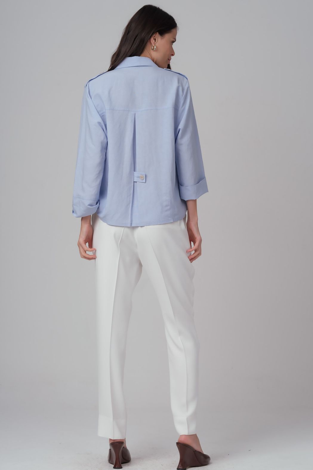 Camisa Viscolinho Azul Celine
