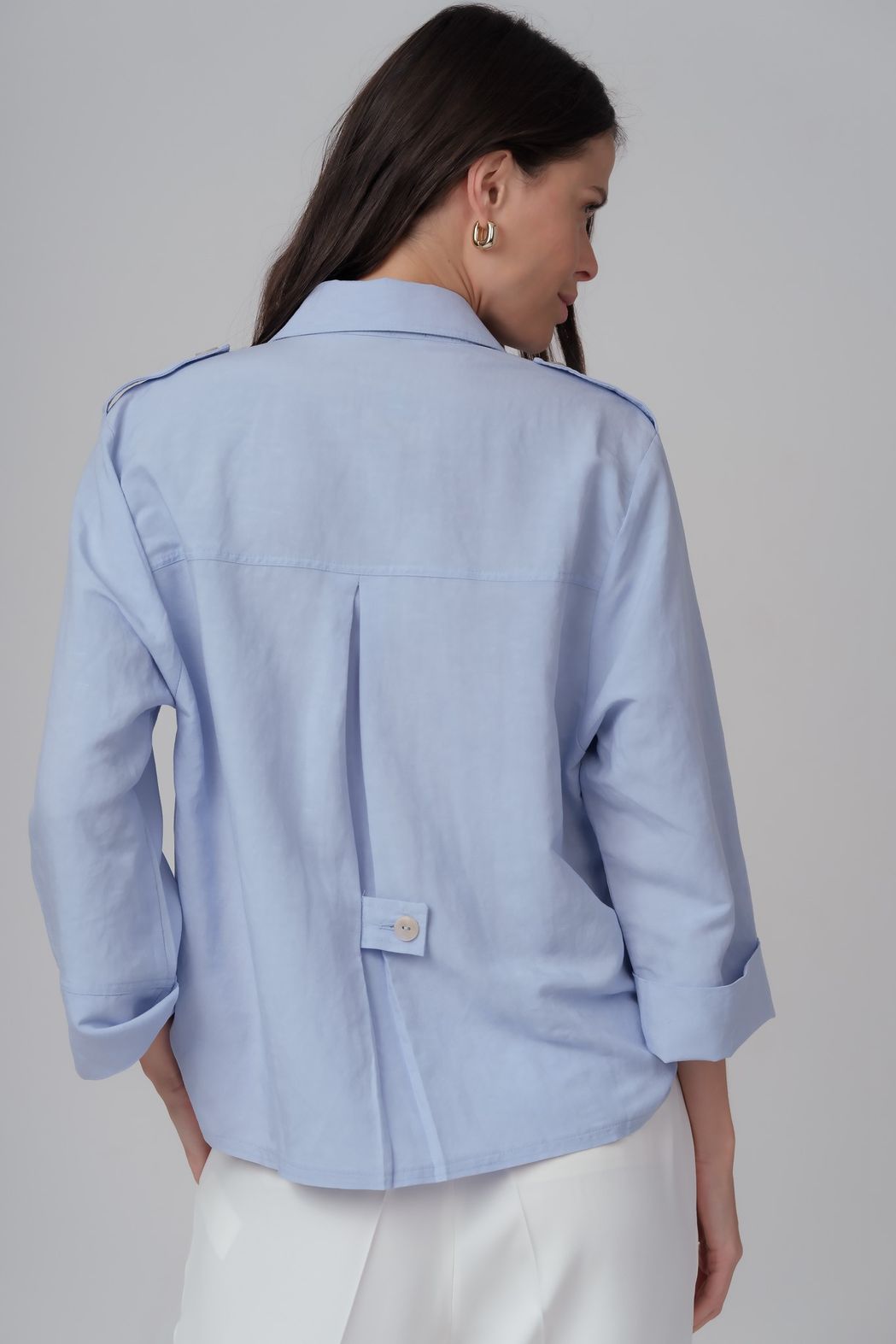 Camisa Viscolinho Azul Celine