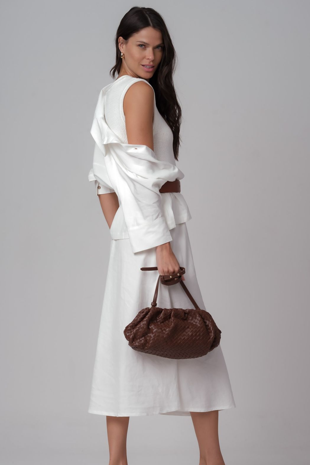 Bolsa em Couro Tresse Pinhão Valentina