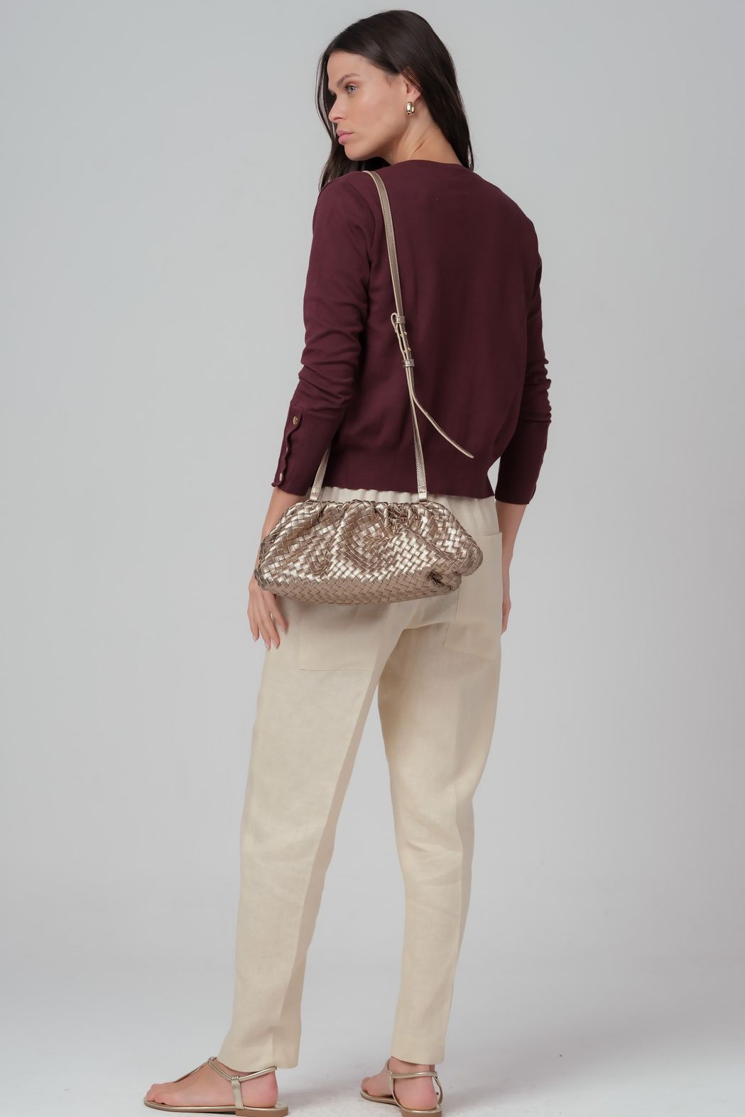 Bolsa em Couro Tresse Dourado Valentina