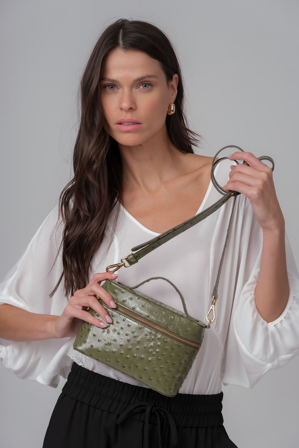 Bolsa Quadrada em Couro Pistache Vitoria