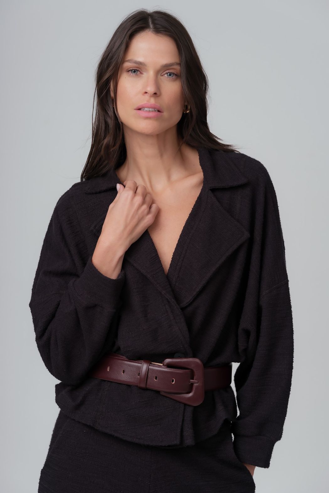 Casaqueto Malha Boucle Preto Mariana