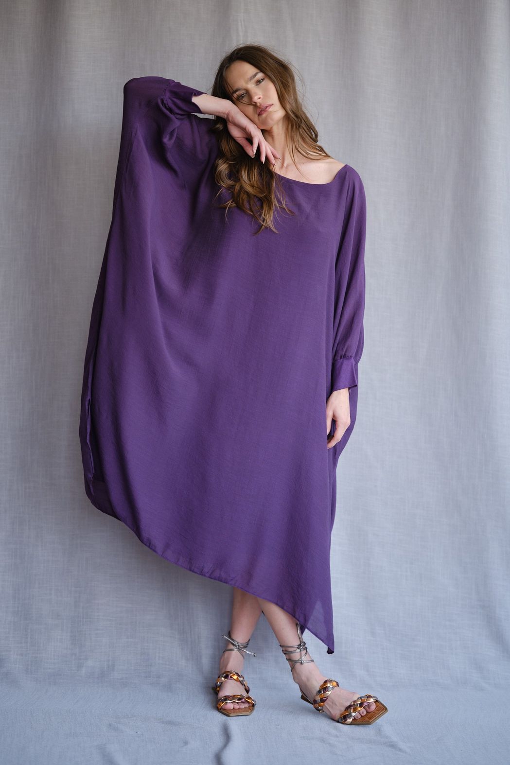Vestido Musseline Roxo Valentina