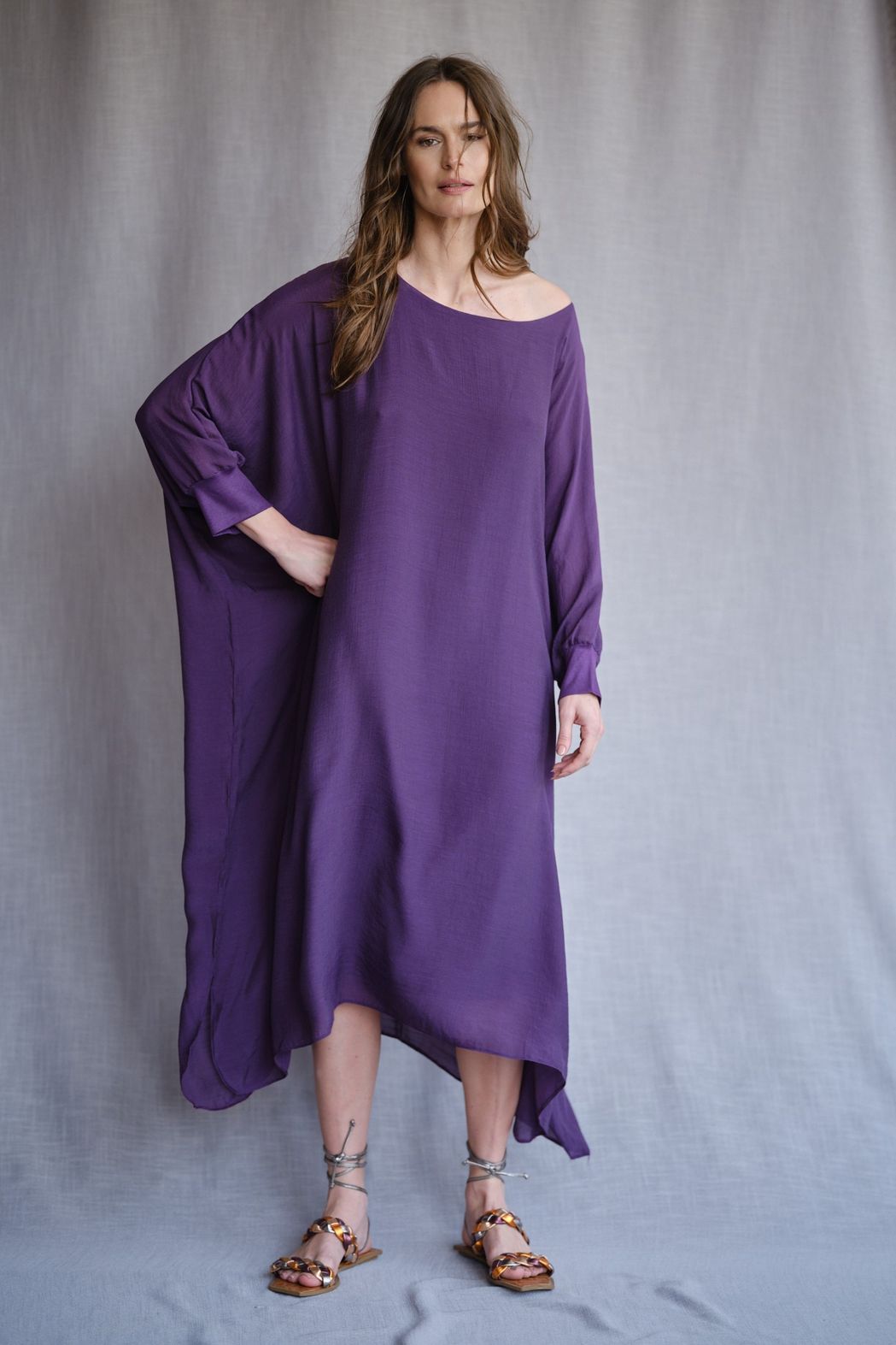 Vestido Musseline Roxo Valentina
