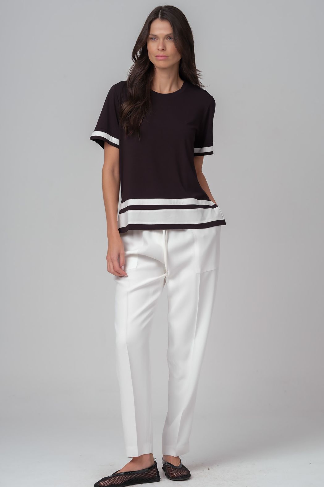 Calça Jogging Crepe Patou Off White Leticia