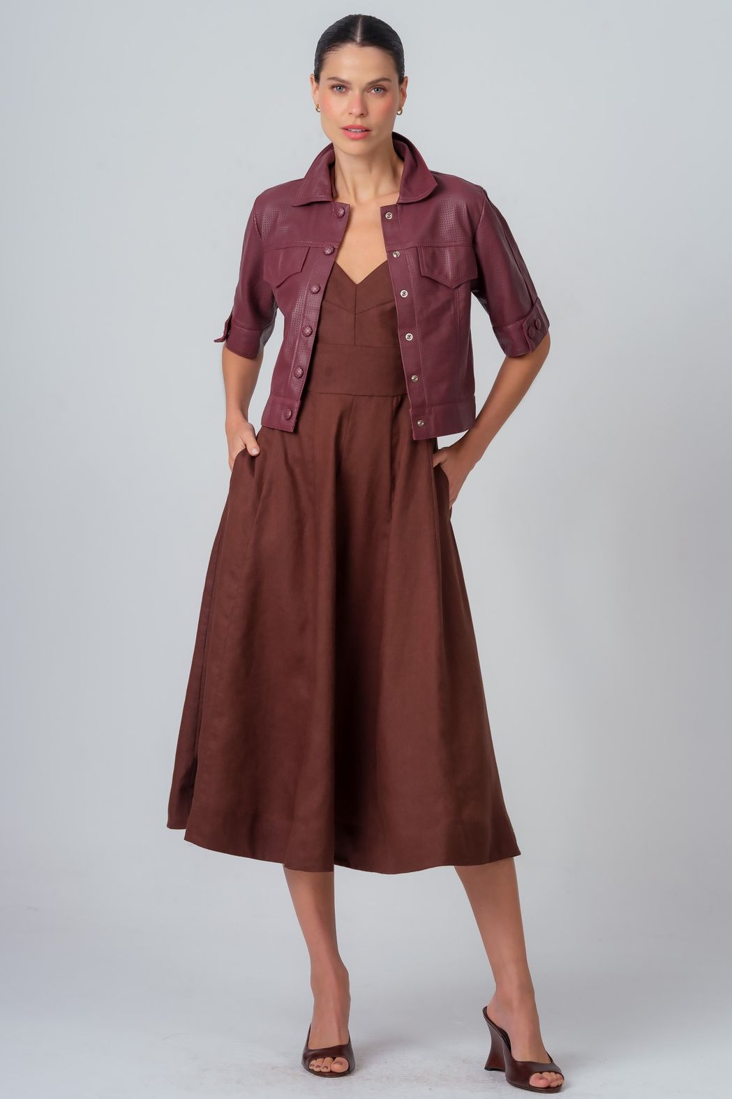 Camisa Cropped Couro Granada Joana
