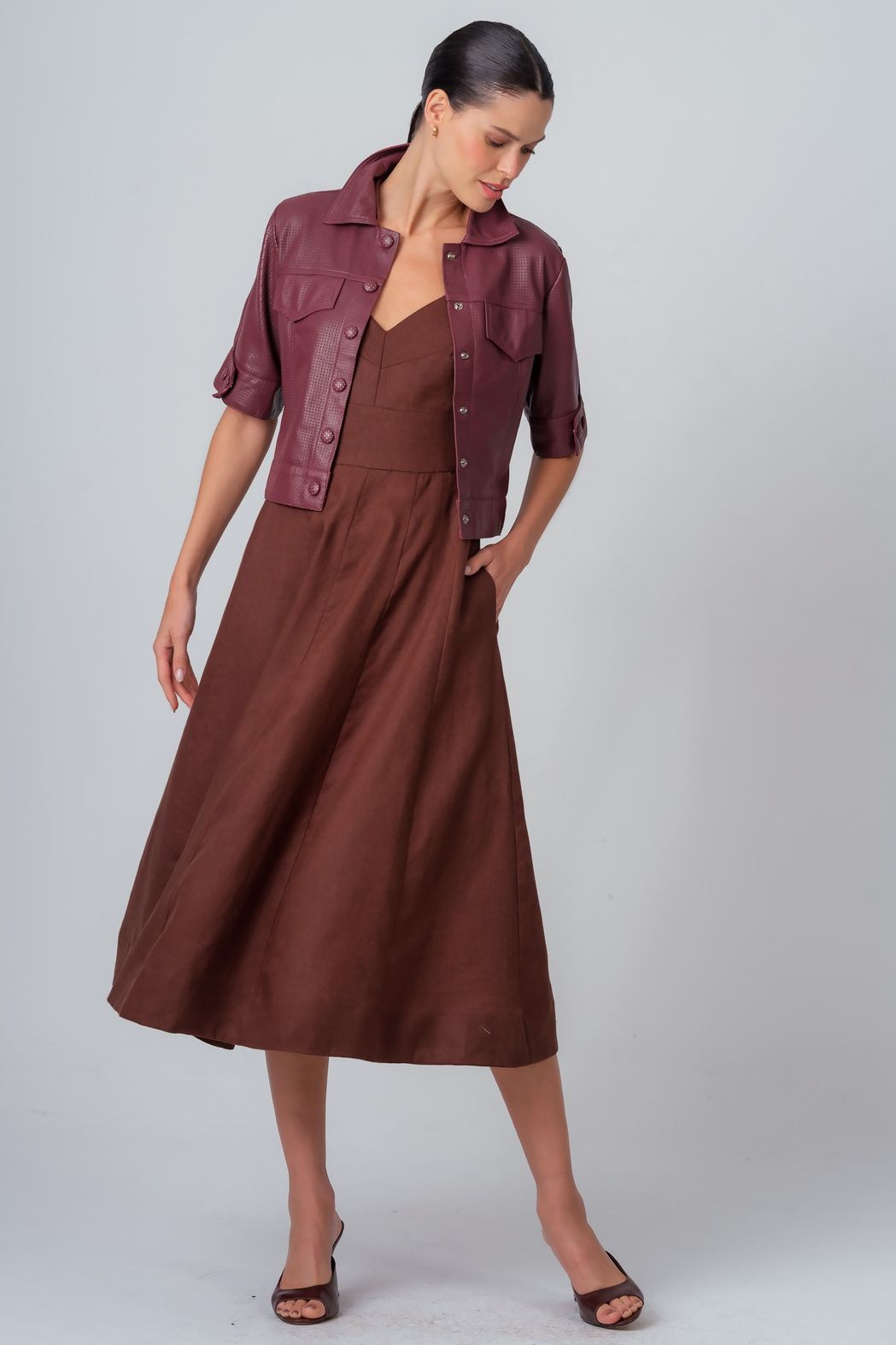 Camisa Cropped Couro Granada Joana