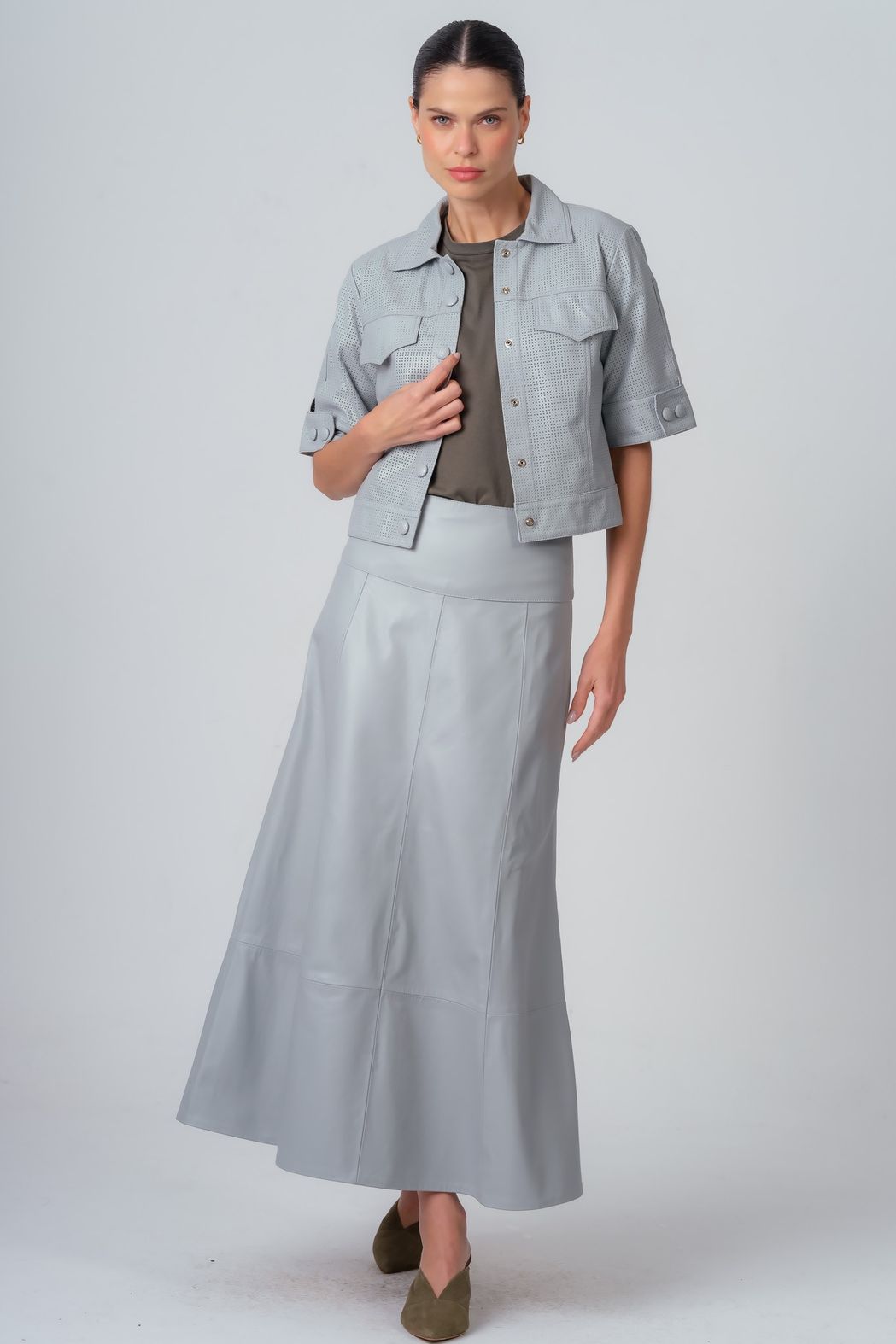 Camisa Cropped Couro Nevoa Joana