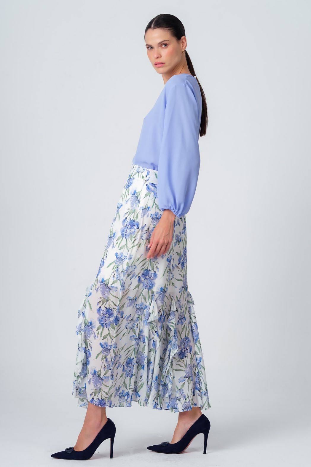 Blusa Crepe Azul Manuela