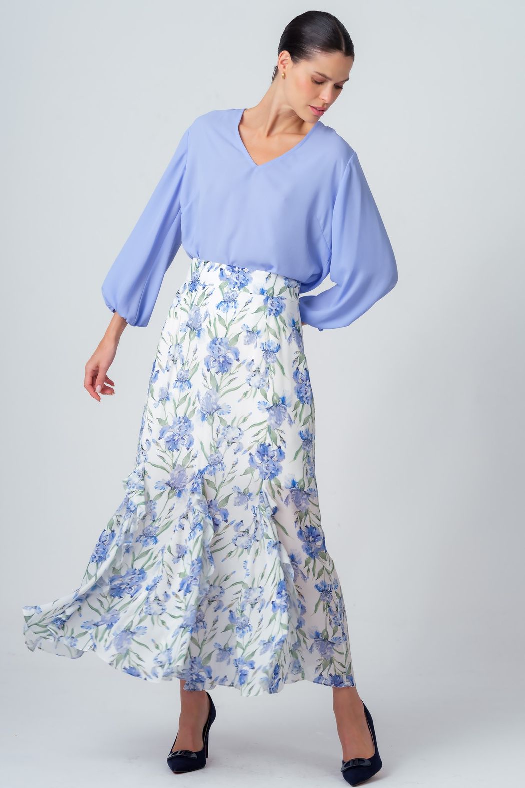 Blusa Crepe Azul Manuela