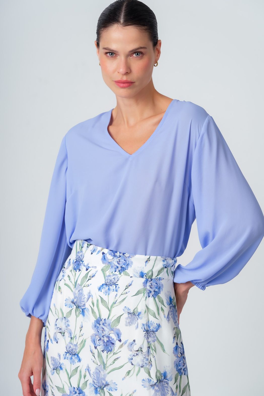 Blusa Crepe Azul Manuela