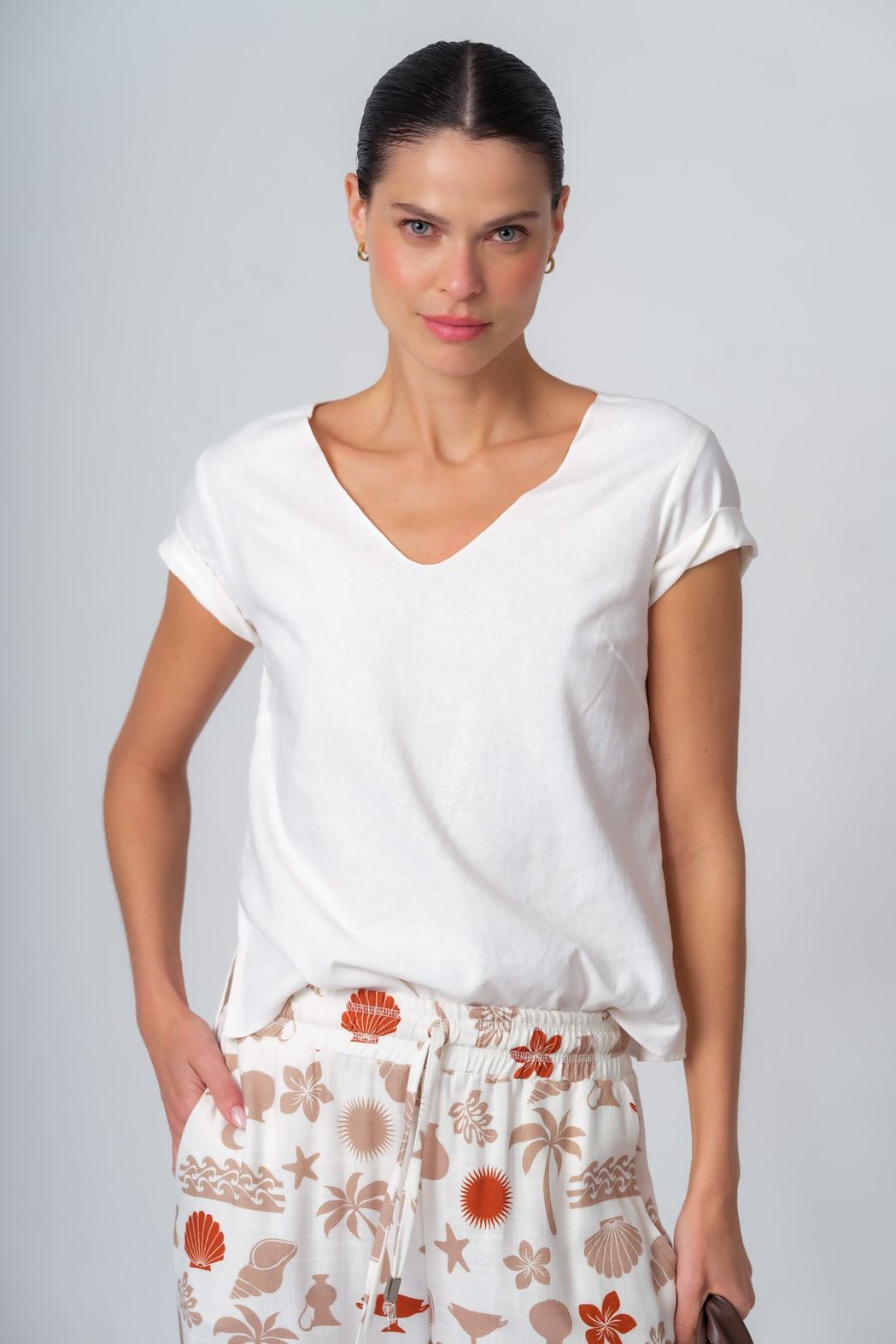 Camiseta Viscolinho Branco Alicia