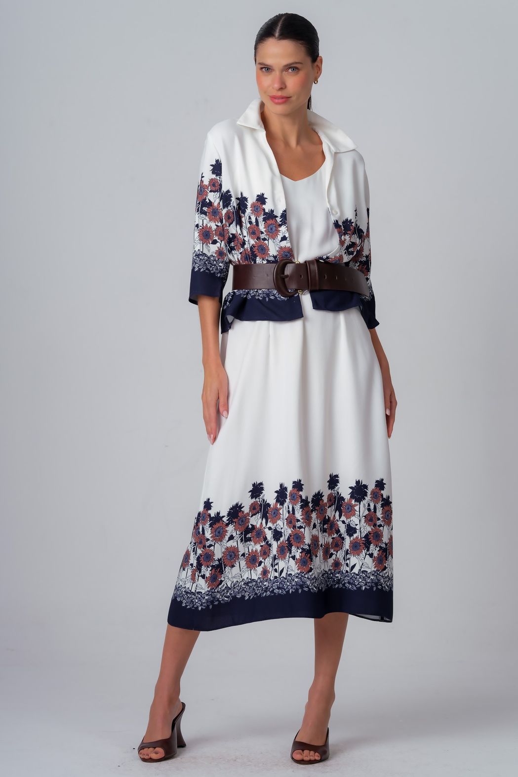 Vestido Viscose Estampa Girassóis Sara