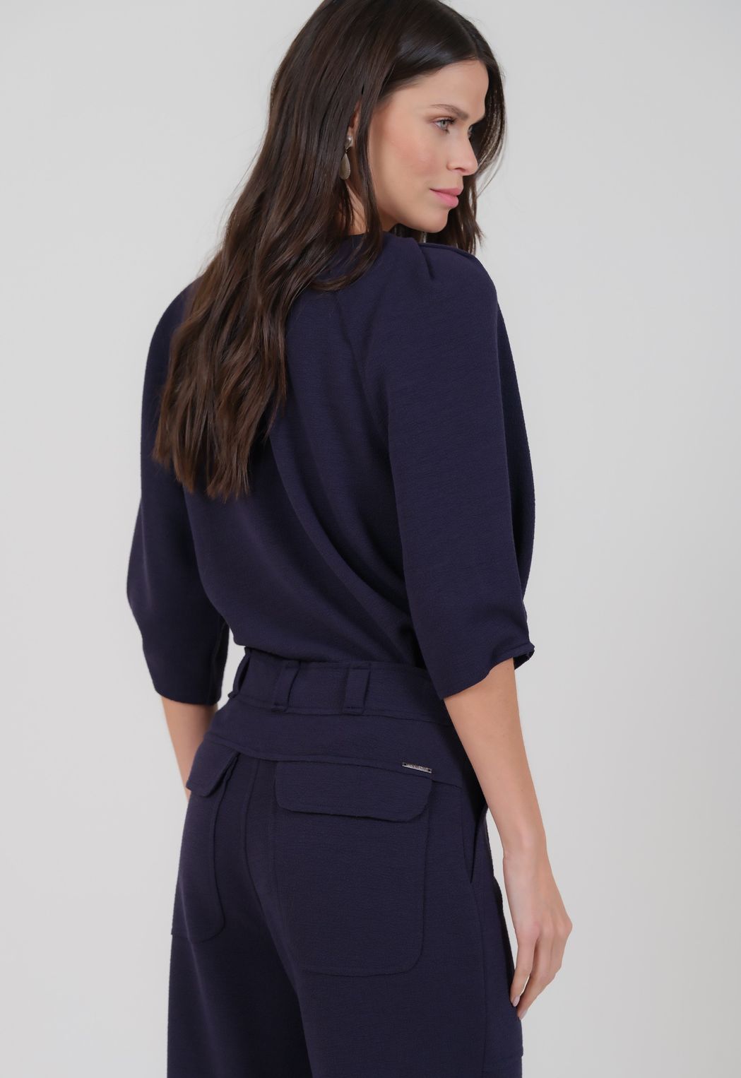 Blusa Malha Boucle Marinho Wchy