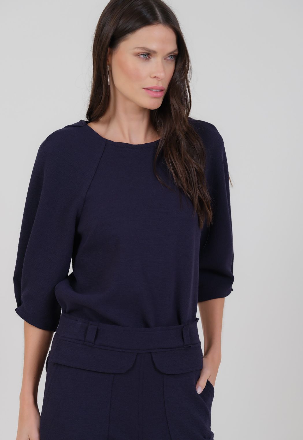 Blusa Malha Boucle Marinho Wchy