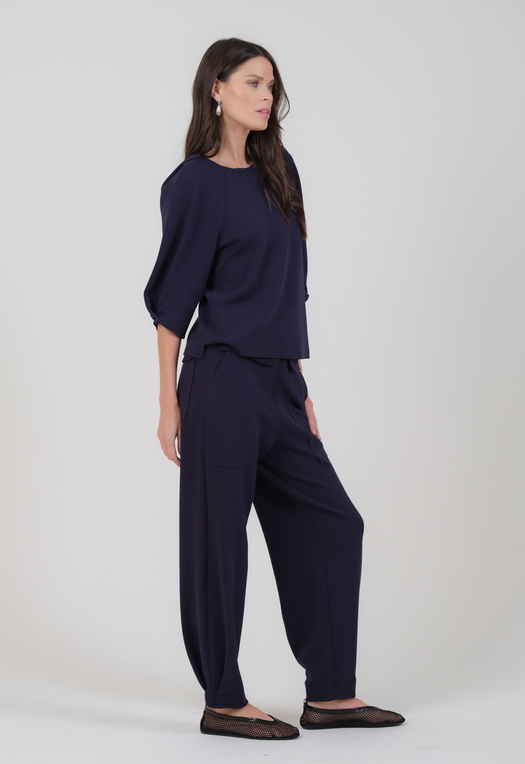 Blusa Malha Boucle Marinho Wchy