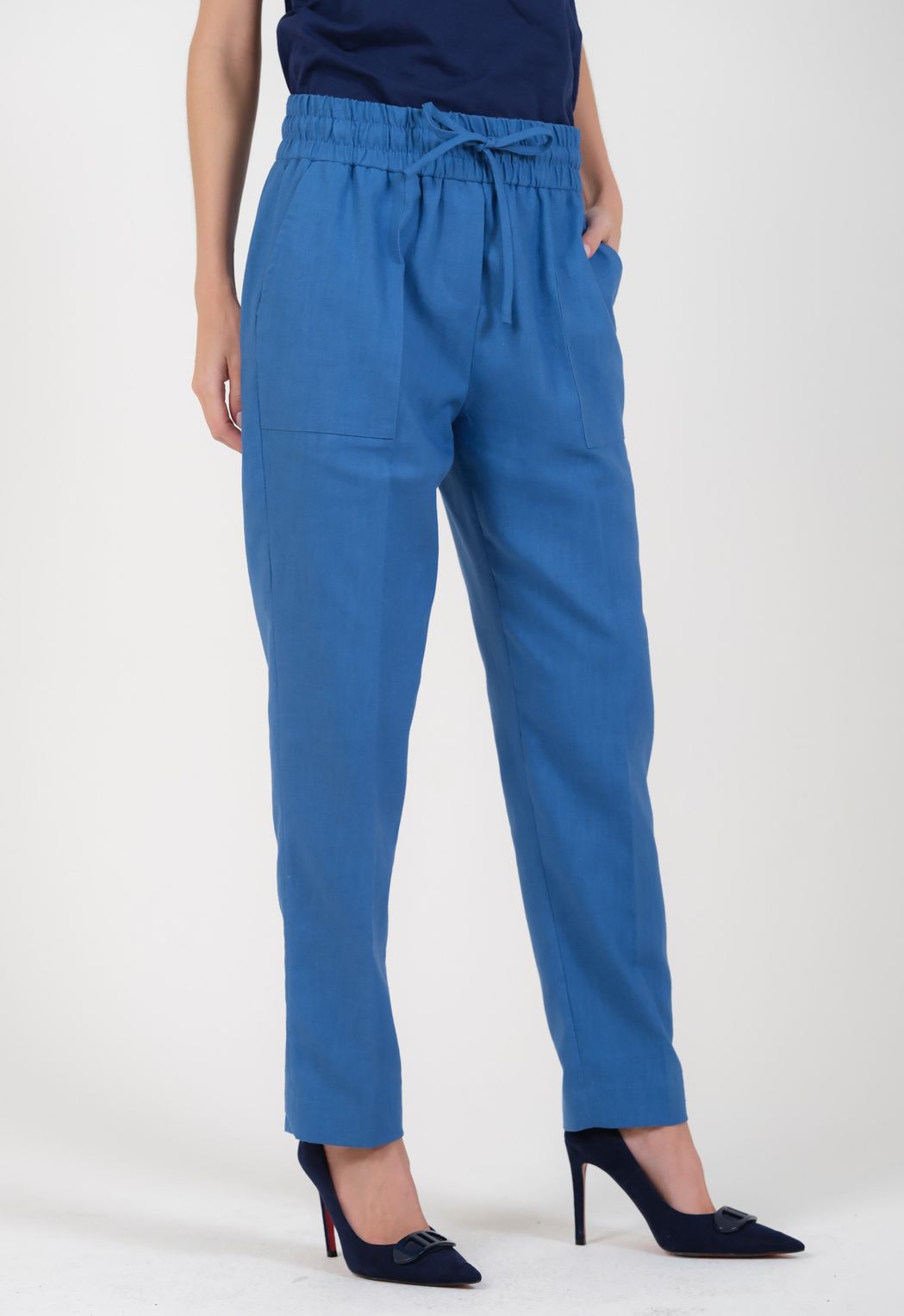 Calça Jogging em Linho Azul Leticia