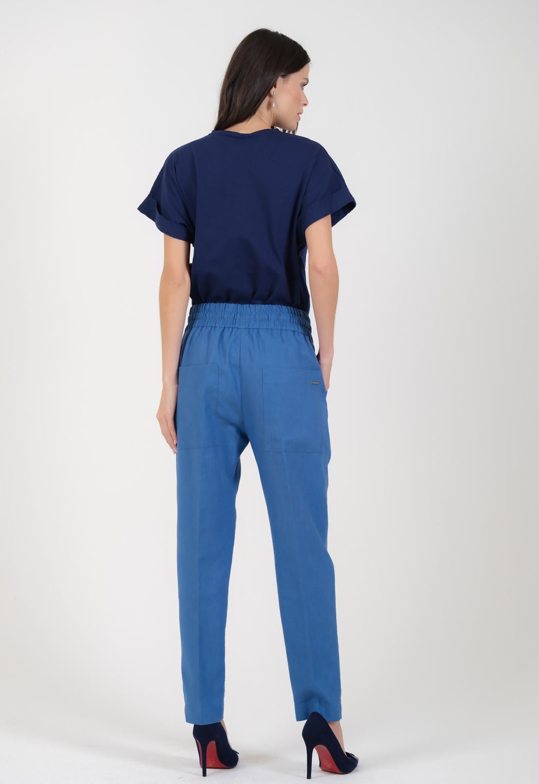 Calça Jogging em Linho Azul Leticia